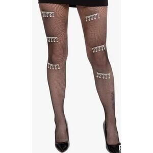 4 Pairs-Adult-Small to Large Women's Rhinestone Teardrop Fishnet Pantyhose NEW